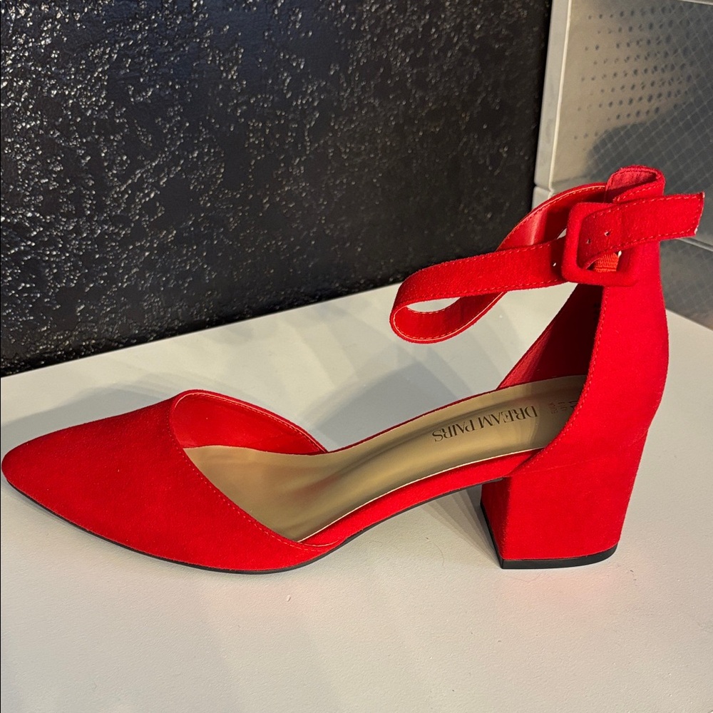 Dream Pairs Bold Red Block Heels